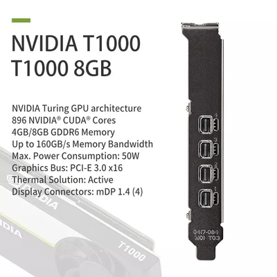 GDDR6 Geforce Graphic Card NVIDIA T1000 8GB NVIDIA QUADRO 4GB